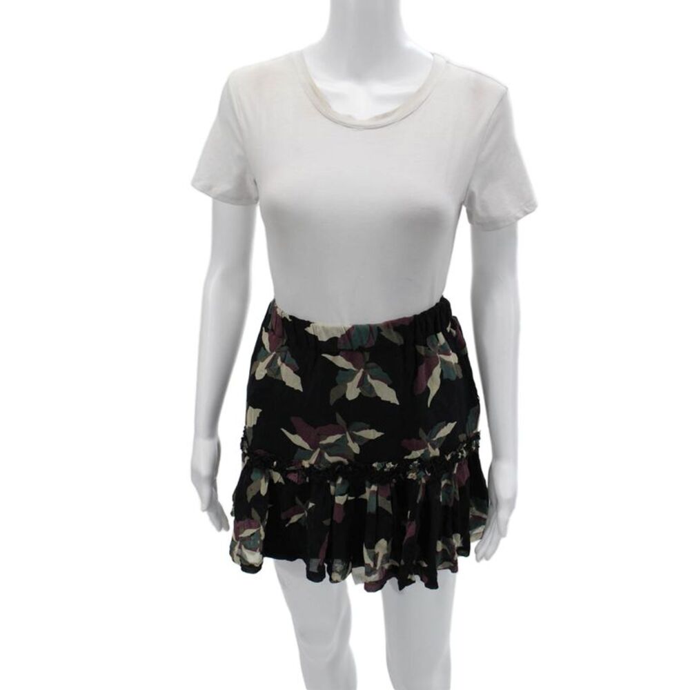 Essentiel Antwerp Womens Peasant Mini Silk Floral Skirt Black Size 34
